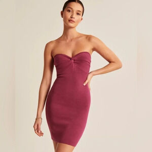 Abercrombie Strapless Twist-Front Mini Sweater Dress Raspberry Size Medium